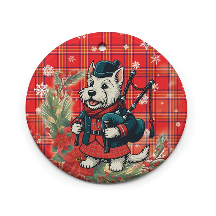Scottish Burnett Modern Clan Tartan Ceramic Ornament Cute Scottish Terrier Dog Circle Style Tartan Plaid