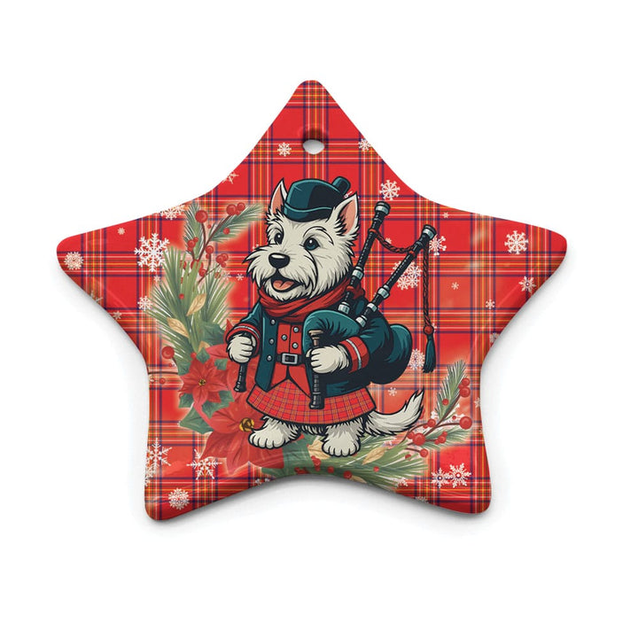 Scottish Burnett Modern Clan Tartan Ceramic Ornament Cute Scottish Terrier Dog Star Style Tartan Plaid