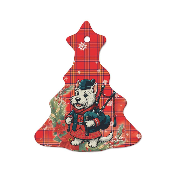 Scottish Burnett Modern Clan Tartan Ceramic Ornament Cute Scottish Terrier Dog Tree Style Tartan Plaid