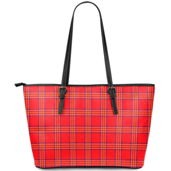 Scottish Burnett Modern Clan Tartan Leather Tote Tartan Plaid