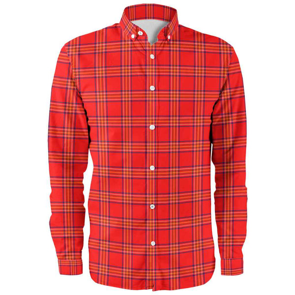 Scottish Burnett Modern Clan Tartan Long Sleeve Shirt Front Side Tartan Plaid