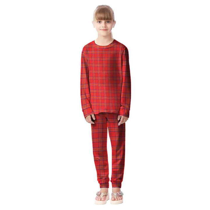 Scottish Burnett Modern Clan Tartan Pajama Set Kid Front Side Tartan Plaid