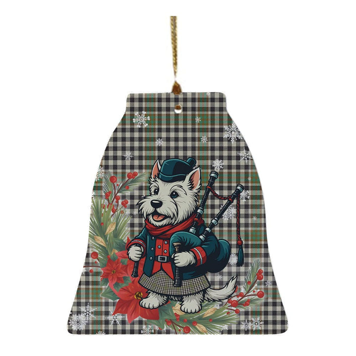 Scottish Burns Check Clan Tartan Ceramic Ornament Cute Scottish Terrier Dog Bell Style Tartan Plaid