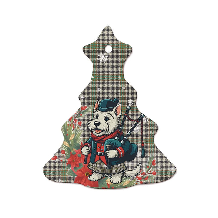 Scottish Burns Check Clan Tartan Ceramic Ornament Cute Scottish Terrier Dog Tree Style Tartan Plaid