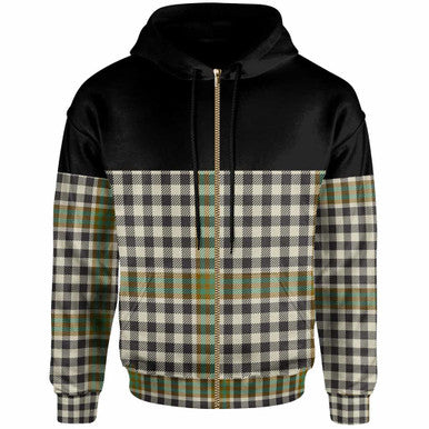Scottish Burns Check Clan Tartan Hoodie - Horizontal Style Zip Tartan Plaid