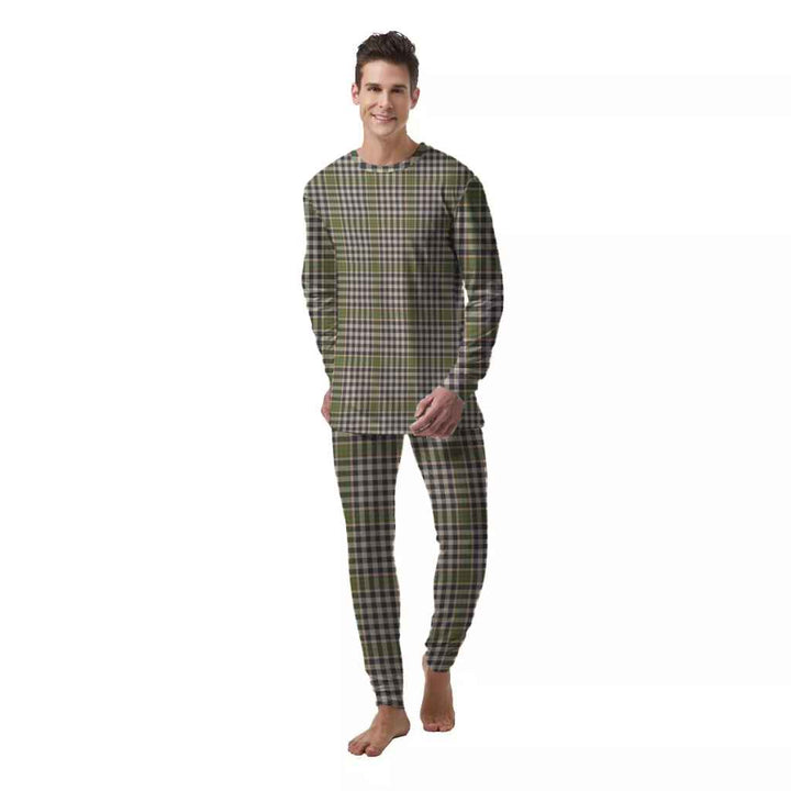 Scottish Burns Check Clan Tartan Pajama Set  Men Front Side Tartan Plaid