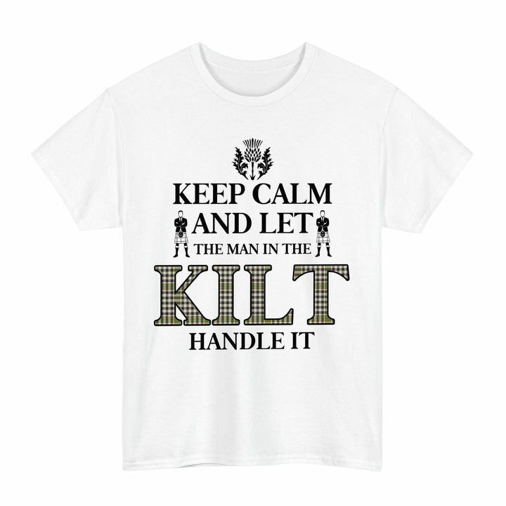 Scottish Burns Check Clan Tartan T-Shirt - Keep Calm Tartan Plaid White Color