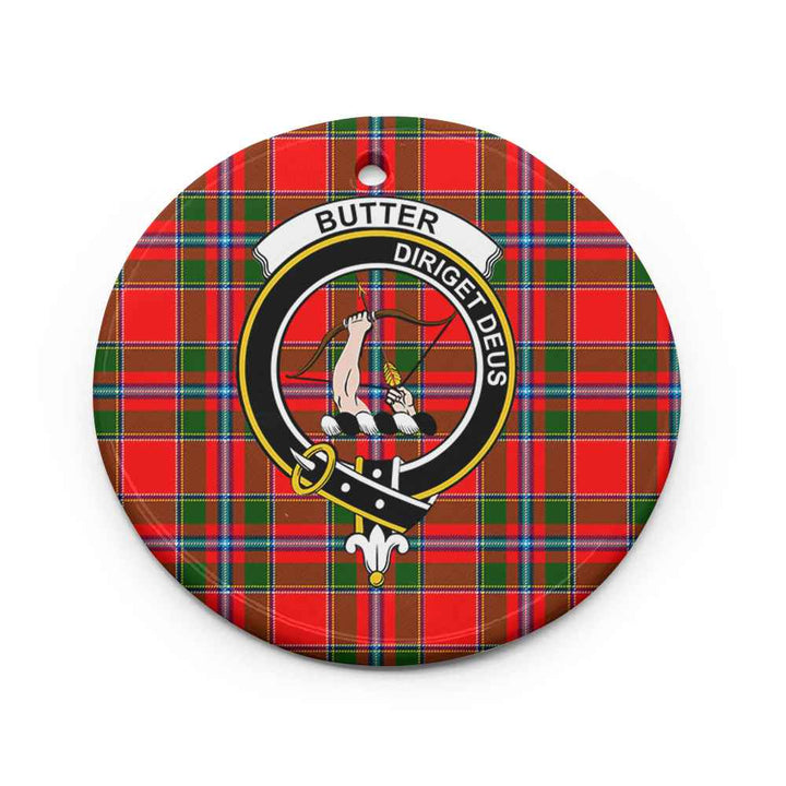 Scottish Butter Clan Crest Tartan Ceramic Ornament Circle Shape Tartan Plaid