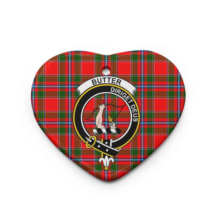 Scottish Butter Clan Crest Tartan Ceramic Ornament Heart Shape Tartan Plaid