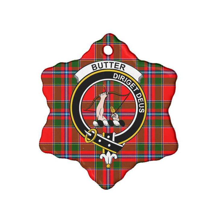 Scottish Butter Clan Crest Tartan Ceramic Ornament Snow Flake Shape Tartan Plaid