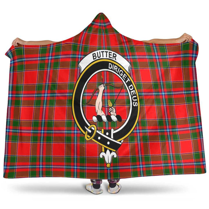 Scottish Butter Clan Crest Tartan Hooded Blanket Tartan Plaid 1