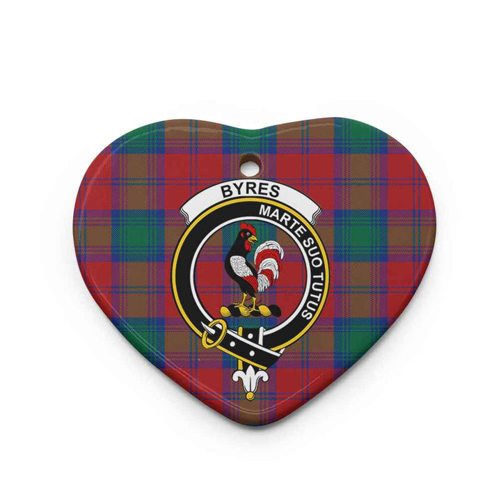 Scottish Byres Clan Crest Tartan Ceramic Ornament Heart Shape Tartan Plaid