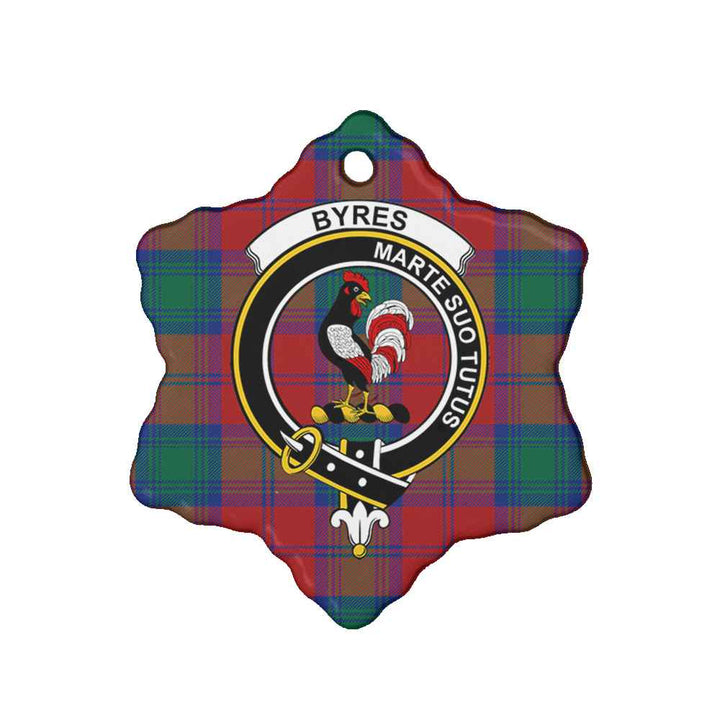 Scottish Byres Clan Crest Tartan Ceramic Ornament Snow Flake Shape Tartan Plaid