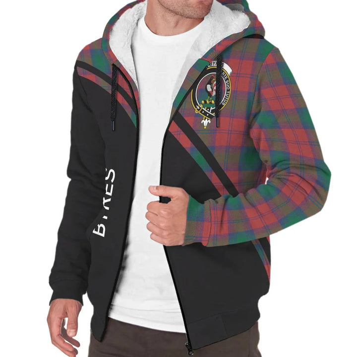 Scottish Byres Clan Crest Tartan Curve Sherpa Hoodie