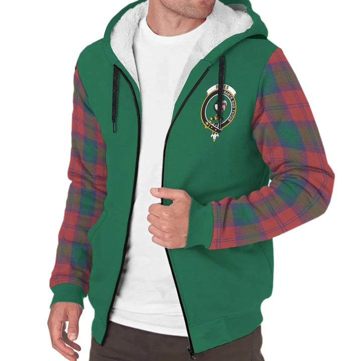 Scottish Byres Clan Crest Tartan Plaid Sleeve Sherpa Hoodie