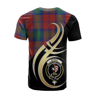 Scottish Byres Clan Crest Tartan T-Shirt Believe in Me Back Side Tartan Plaid