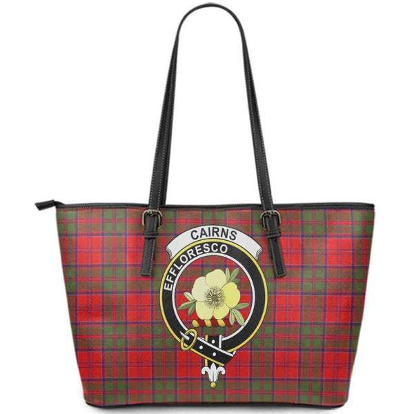 Scottish Cairns Clan Crest Tartan Leather Tote Tartan Plaid