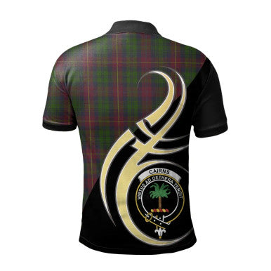 Scottish Cairns Clan Crest Tartan Polo Shirt Believe in Me Back Side Tartan Plaid