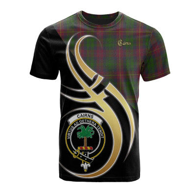 Scottish Cairns Clan Crest Tartan T-Shirt Believe in Me Front Side Tartan Plaid