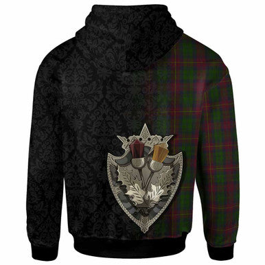 Scottish Cairns Clan Tartan Hoodie - Half Thistle Flowers Celtic Design Back Side Tartan Plaid