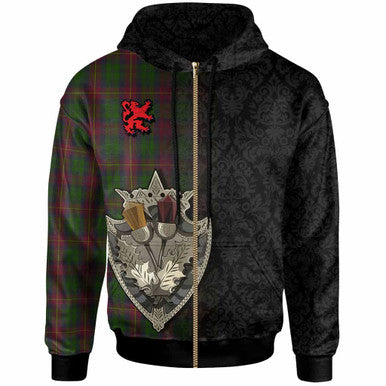 Scottish Cairns Clan Tartan Hoodie - Half Thistle Flowers Celtic Design Zip-up Tartan Plaid