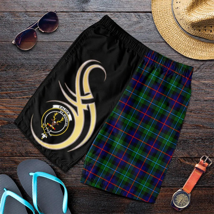 Scottish Calder Clan Crest Tartan Believe in Me Men's Shorts