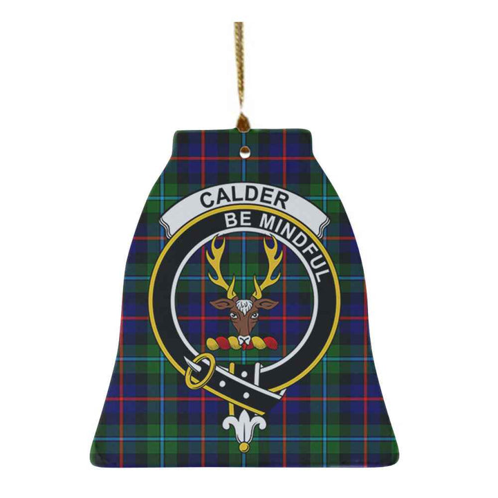 Scottish Calder Clan Crest Tartan Ceramic Ornament Bell Shape Tartan Plaid