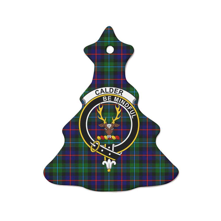 Scottish Calder Clan Crest Tartan Ceramic Ornament Tree Shape Tartan Plaid