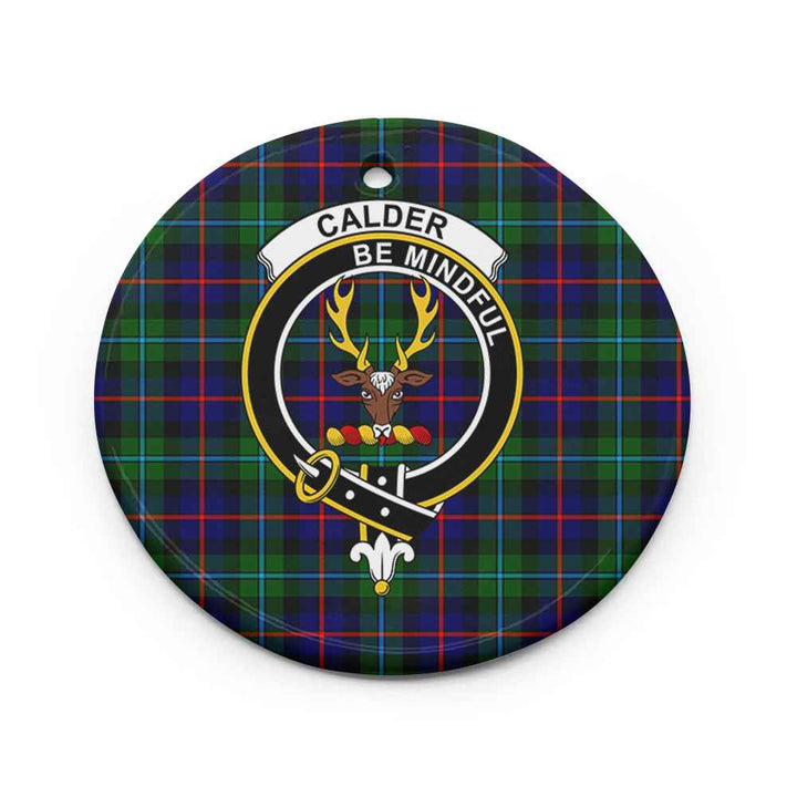 Scottish Calder Clan Crest Tartan Ceramic Ornament Circle Shape Tartan Plaid