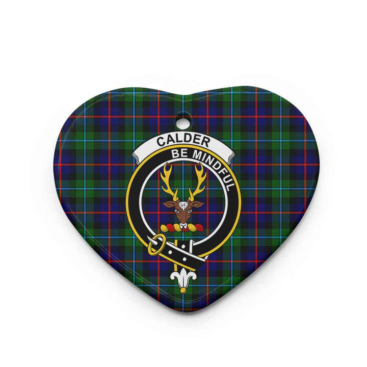 Scottish Calder Clan Crest Tartan Ceramic Ornament Heart Shape Tartan Plaid