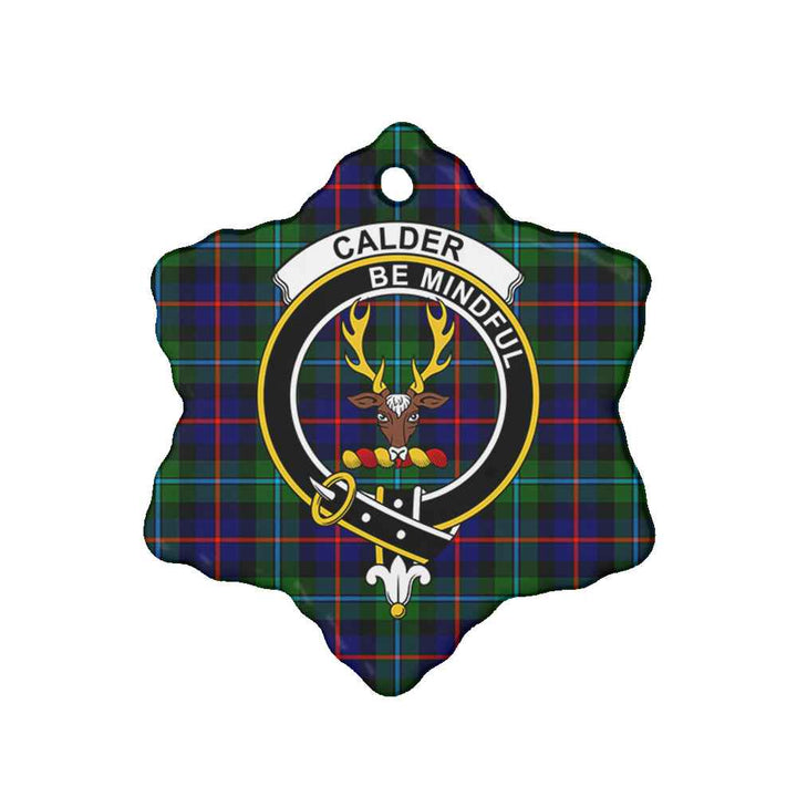 Scottish Calder Clan Crest Tartan Ceramic Ornament Snow Flake Shape Tartan Plaid