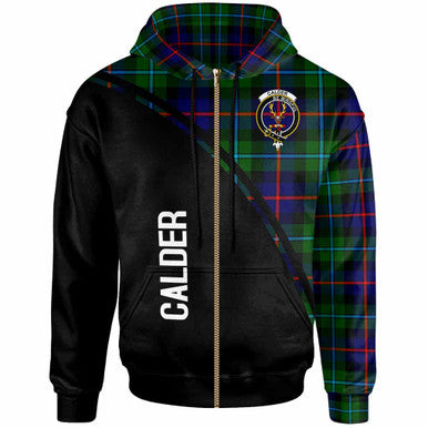 Scottish Calder Clan Crest Tartan Curve Hoodie Zip-up Tartan Plaid