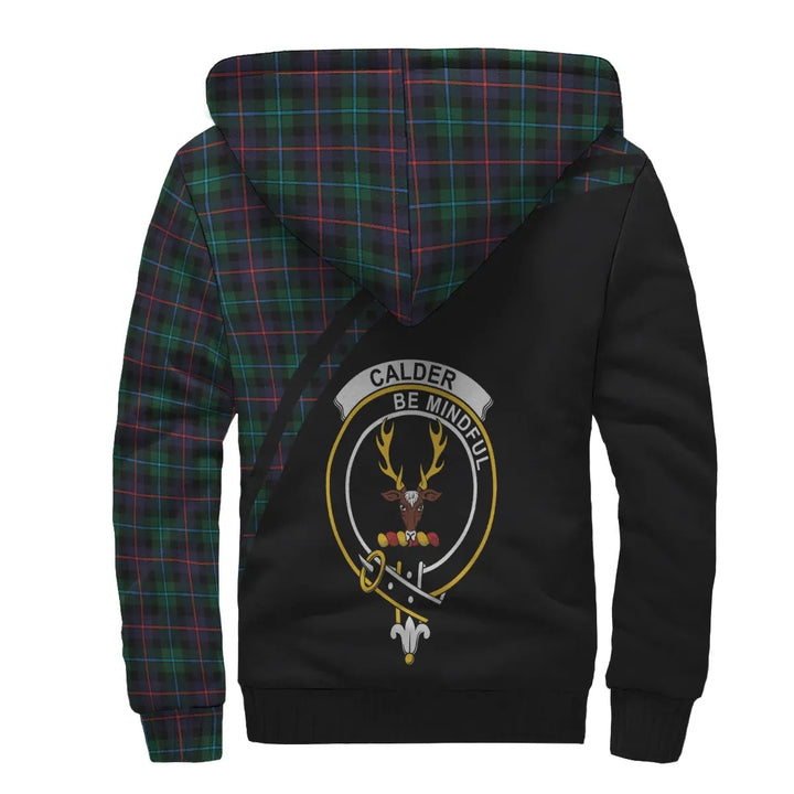 Scottish Calder Clan Crest Tartan Curve Sherpa Hoodie