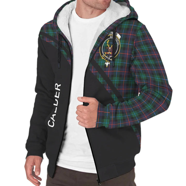 Scottish Calder Clan Crest Tartan Curve Sherpa Hoodie