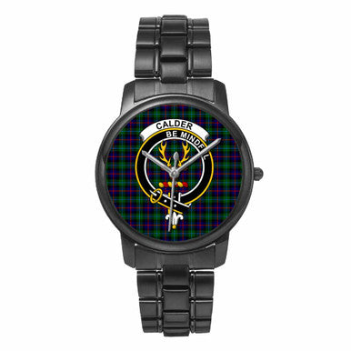 Scottish Calder Clan Crest Tartan Folding Clasp Steel Quartz Watches Tartan Plaid Black 1