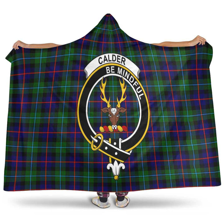 Scottish Calder Clan Crest Tartan Hooded Blanket Tartan Plaid 1