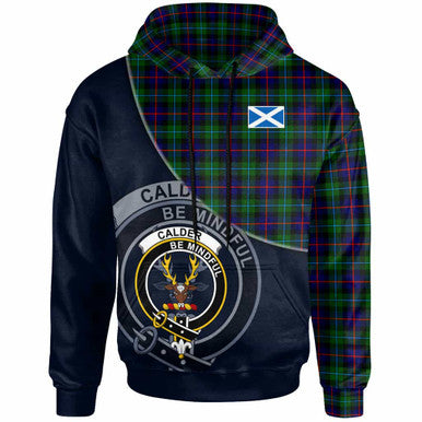 Scottish Calder Clan Crest Tartan Hoodie - Bend Style Front Side Tartan Plaid