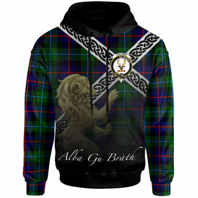 Scottish Calder Clan Crest Tartan Hoodie - Scotland Lion Front Side Tartan Plaid