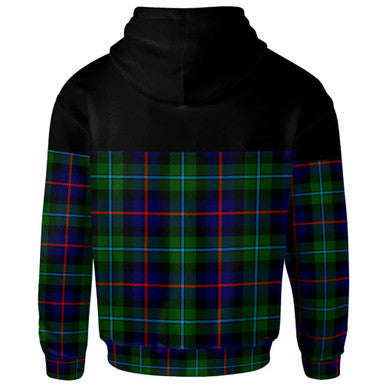 Scottish Calder Clan Crest Tartan Hoodie - Horizontal Style Back Side Tartan Plaid