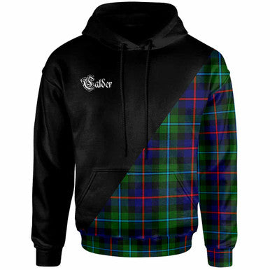 Scottish Calder Clan Crest Tartan Hoodie - Military Logo Front Side Tartan Plaid