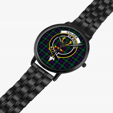 Scottish Calder Clan Crest Tartan Instafamous Steel Quartz Watches Tartan Plaid Black 2