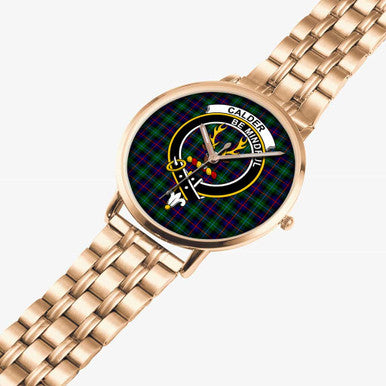 Scottish Calder Clan Crest Tartan Instafamous Steel Quartz Watches Tartan Plaid Rose Gold 2