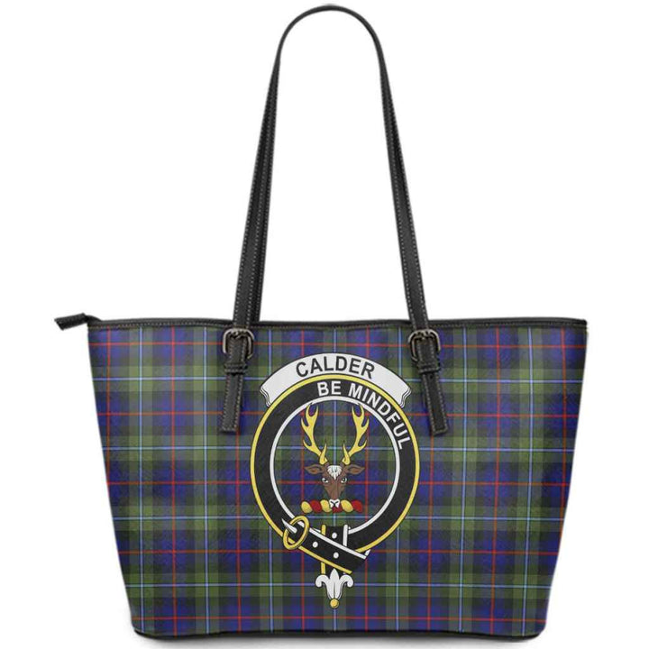 Scottish Calder Clan Crest Tartan Leather Tote Tartan Plaid