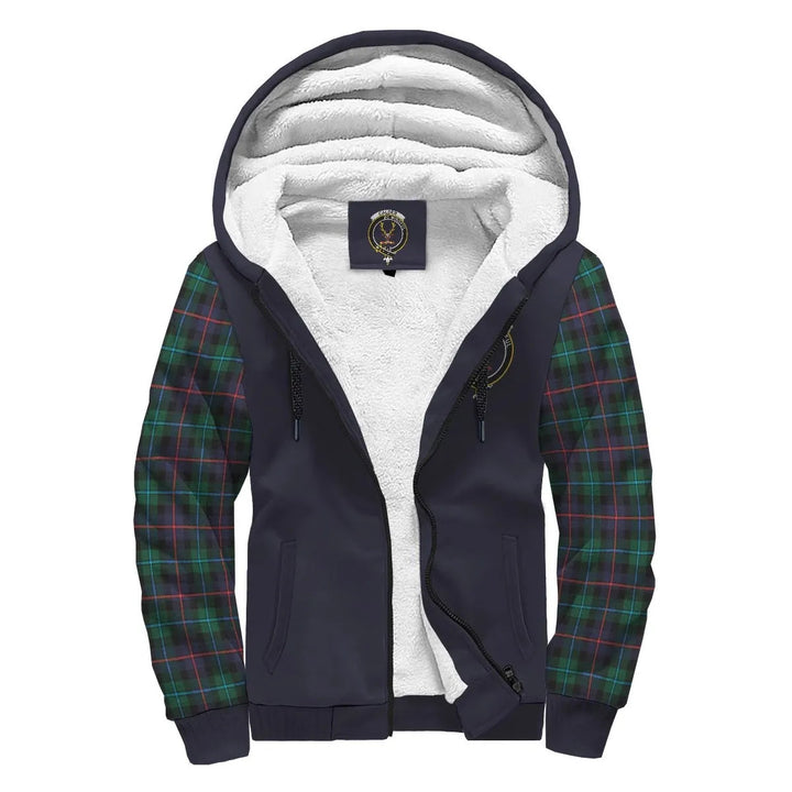 Scottish Calder Clan Crest Tartan Plaid Sleeve Sherpa Hoodie