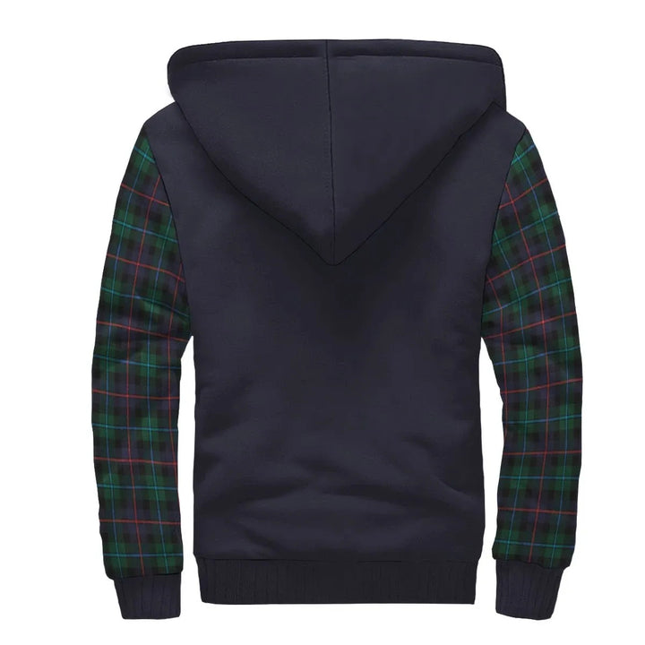 Scottish Calder Clan Crest Tartan Plaid Sleeve Sherpa Hoodie