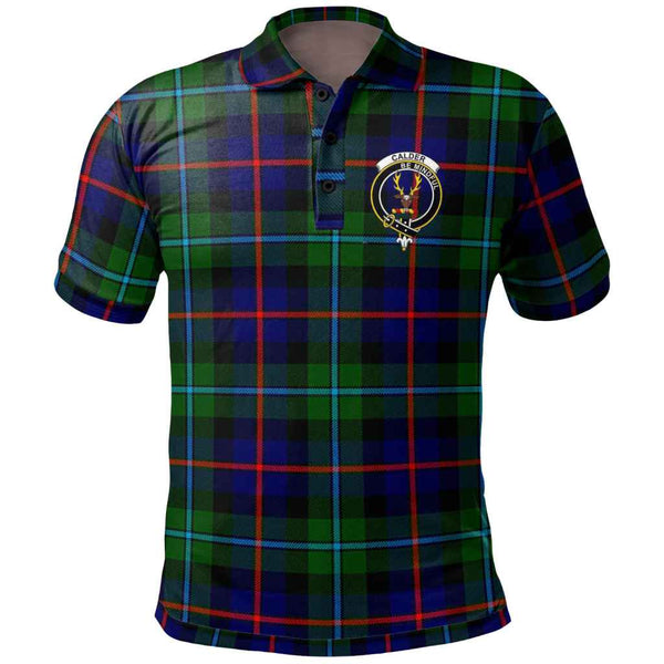 Scottish Calder Clan Crest Tartan Polo Shirt Front Side Tartan Plaid
