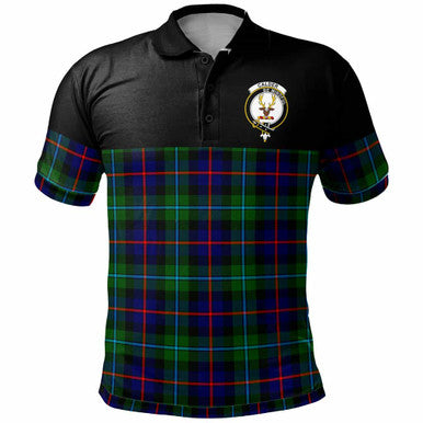 Scottish Calder Clan Crest Tartan Polo Shirt - Horizontal Style Front Side Tartan Plaid