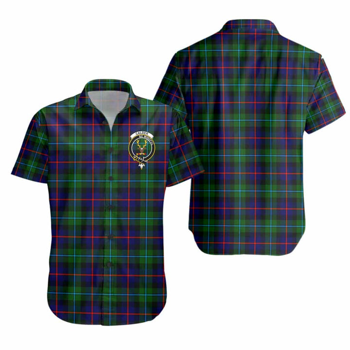 Scottish Calder Clan Crest Tartan Short Sleeve Shirt Tartan Plaid