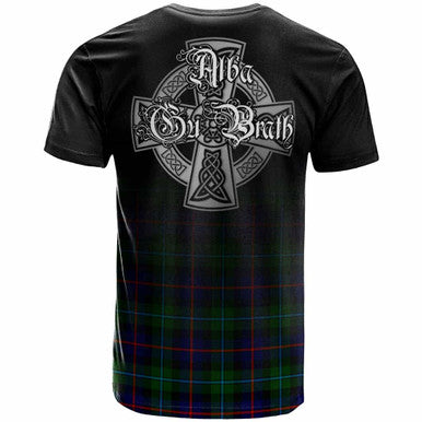 Scottish Calder Clan Crest Tartan T-Shirt - Alba Gu Brath Family Crest Celtic Inspired Back Side Tartan Plaid