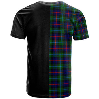 Scottish Calder Clan Crest Tartan T-Shirt Half in Me Back Side Tartan Plaid